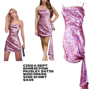 CINQ A SEPT BARBIE PINK PAISLEY RYDER‎ PARTY DRESS SZ. 10 NWT $445